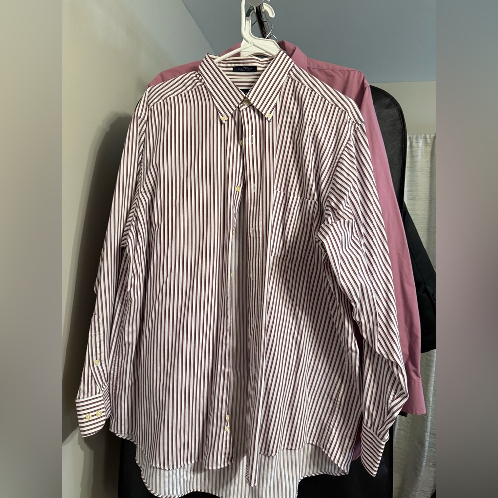 Men's Button-Down Stripe Shirt - Burgundy & White